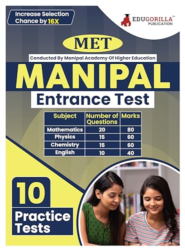 Manipal Entrance Test 2024 (MET) Manipal Academy of Higher Education (MAHE)  10 Practice Tests with Free Access to Online Tests