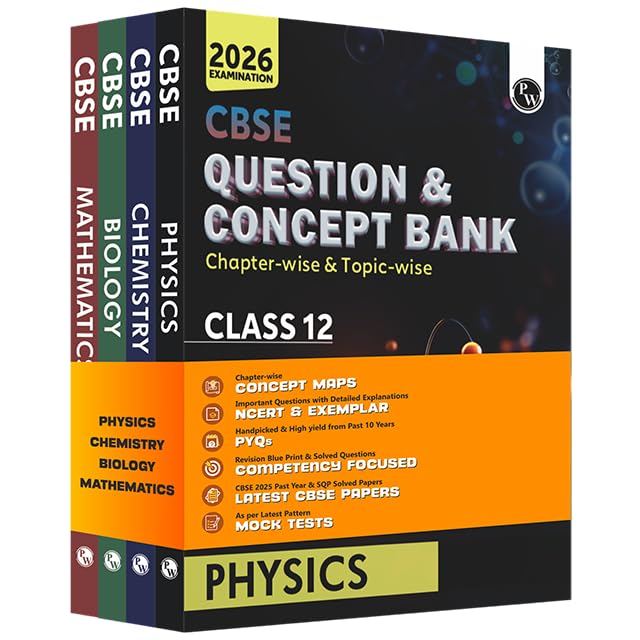 PW CBSE Question & Concept Bank (QCB) Class 12 Physics, Chemistry, Mathematics and Biology Combo Set of 4 Books Chapterwise and