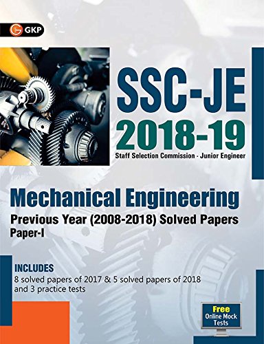 Ssc Je Mechanical Engineering For Junior Engineers Previous Year Solved Papers (200818), 201819 For Paper I