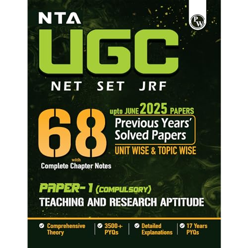PW NTA 68 UGC NET Paper 1 (Teaching & Research Aptitude) Previous Year Solved Papers with Complete Chapter Notes I Unitwise and 