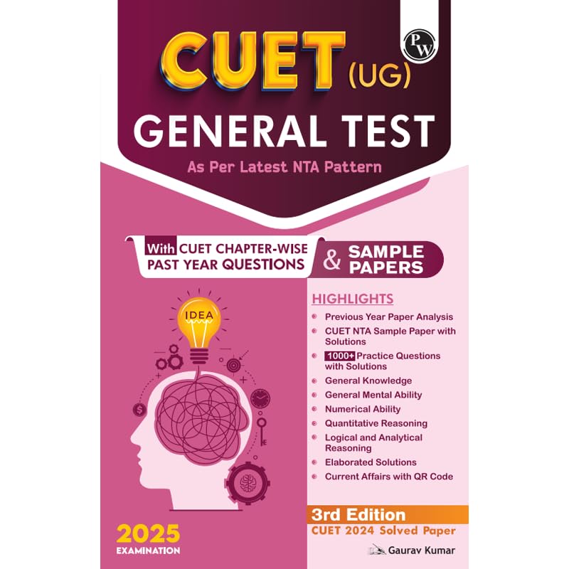 (Old Edition) PW CUET (UG) General Test 2025 Chapterwise & Topicwise Question Bank with Past Year Questions and Mock Test [Paper