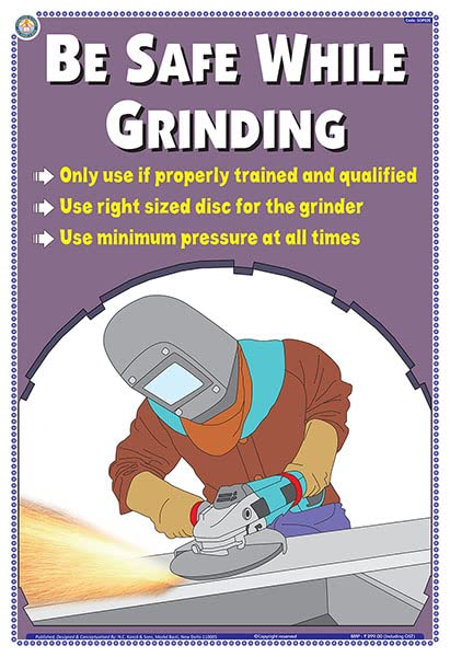 Sop02E | Teachingnest | Be Safe While Grinding | English | 33X48 Cm | Operational Handling Safety Poster | Industrial Safety Pos