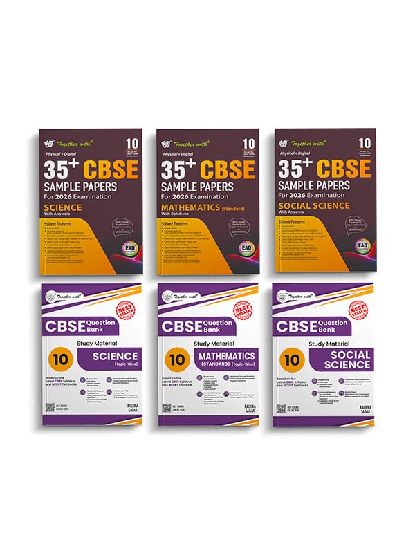 Together with Chapterwise CBSE Question Bank and EAD level based 35+ CBSE Sample Papers 202526 for Science, Maths and Social S