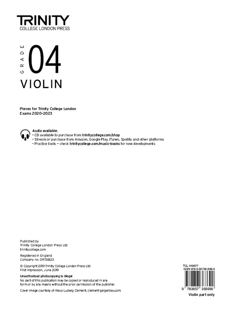 Trinity College London Violin Exam Pieces 20202023: Grade 4 (part only)
