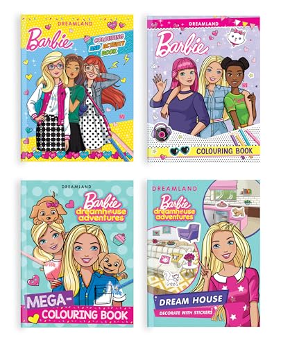 Barbie Colouring and Activity Books Pack with Stickers for Kids Age 28 Years | Set of 4 Books with Fun Art Activities, Colourin