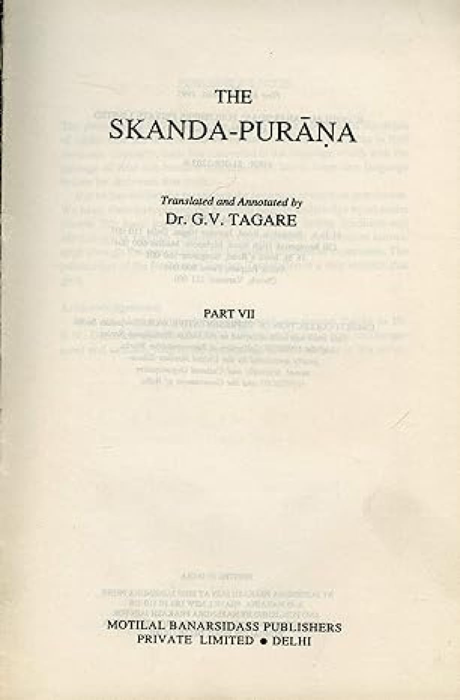 The SkandaPurana, Part VII: 55 (Ancient Indian Tradition & Mythology)
