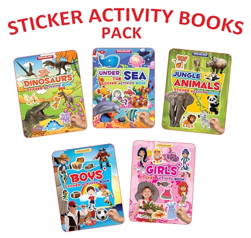 Sticker Activity Book Pack  5 Titles | Dinosaurs, Under the Sea, Jungle Animals, Boys & Girls | Fun & Educational Activity Books