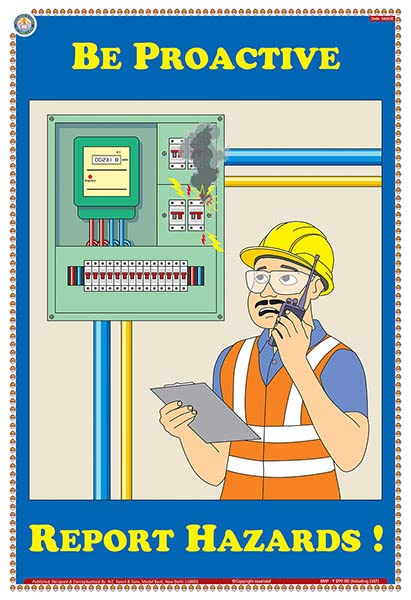 Sas03E | Teachingnest | Report Hazards | English | 33X48 Cm | Accidental Safety Poster | Industrial Safety Posters | Wall Sticki