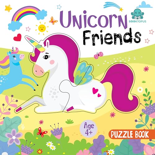 Booktopus Square Puzzle Board Book  Unicorn Friends Learning Puzzle with Easy Grip Pieces  Educational Toys for Kids 4+ Years 