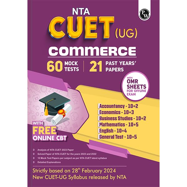 PW NTA CUET UG Commerce Stream Combined Mock Test and Past Year Papers (Accountancy, Economics, Business Studies, Mathematics, E