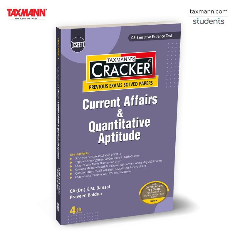 Taxmanns CRACKER for Current Affairs & Quantitative Aptitude (Paper 4)  Specialised Study Companion with Memorybased Questio