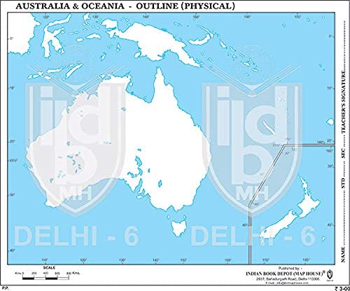 Big Outline Practice Map Of Australia Physical (100 Maps) Indian Book Depot