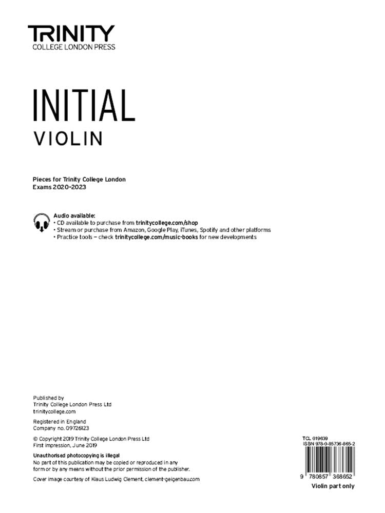 Trinity College London Violin Exam Pieces From 2020: Initial (part only): The Bible for a change