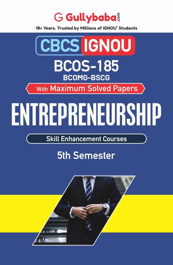 Gullybaba IGNOU CBCS BCOMG 5th Sem BCOS185 Entrepreneurship in English