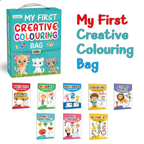 Toddlers Learning library Coloring bag : Learning Coloring book for kids, My First Picture Library Bag, Library Boxset of 8 Colo