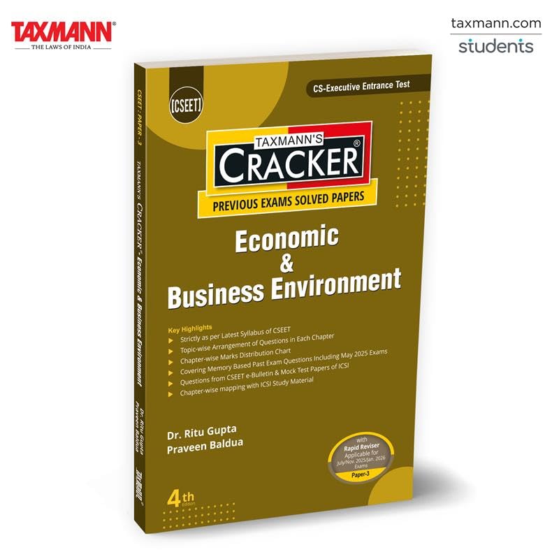 Taxmanns CRACKER for Economic & Business Environment (Paper 3)  Featuring Topicwise Questions | Memorybased Past Exams (inc
