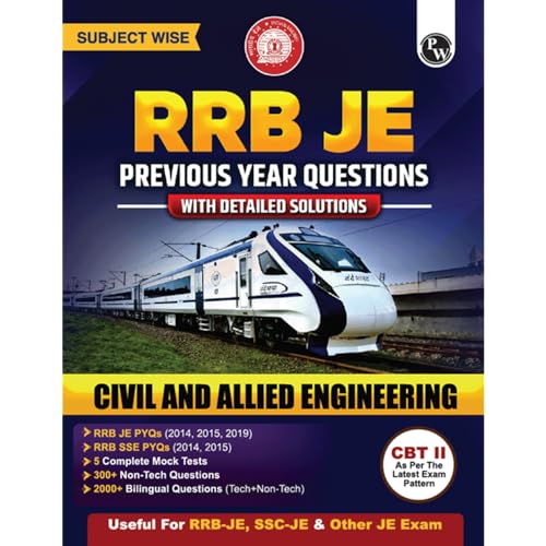 PW RRB JE Civil and Allied Engineering Subjectwise Previous Year Questions with Detailed Solutions | 2000+ Bilingual Questions |