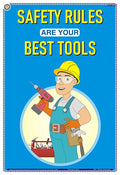 Sgs01E | Teachingnest | Safety Rules Are Your Best Tools | English | 33X48 Cm | General Safety Poster | Industrial Safety Poster
