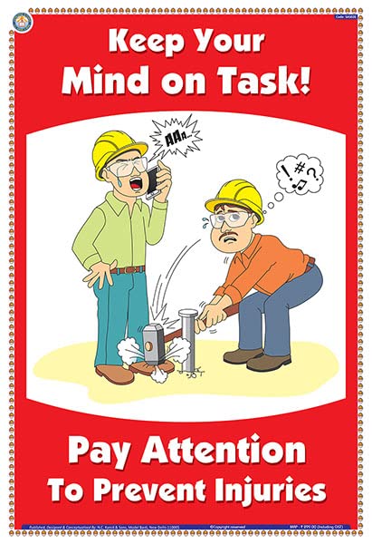 Sas02E | Teachingnest | Mind On Task | English | 33X48 Cm | Accidental Safety Poster | Industrial Safety Posters | Wall Sticking
