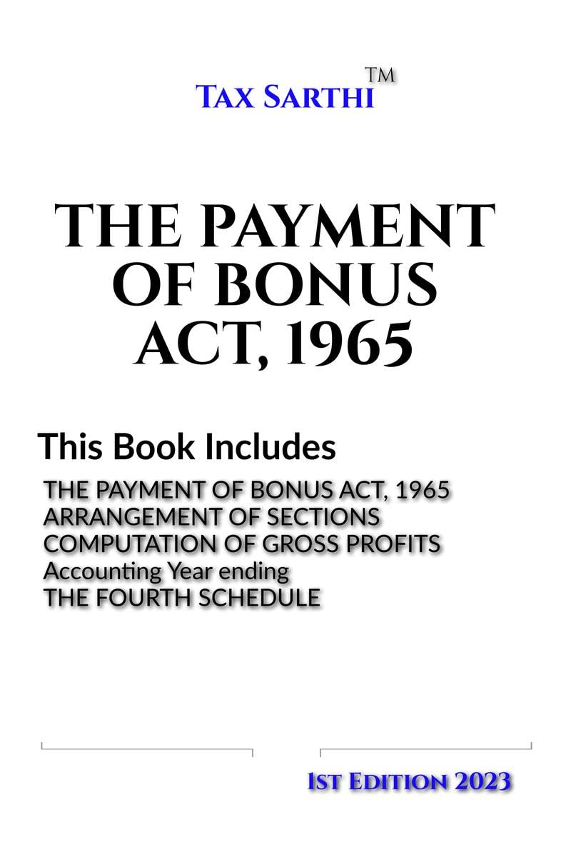 THE PAYMENT OF BONUS ACT, 1965 | 1st Edition 2023