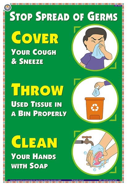 She01E | Teachingnest | Cover Your Cough & Sneeze | English | 33X48 Cm | Health Care First Aid Safety Poster | Industrial Safety