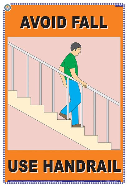 Sop04E | Teachingnest | Use Handrail | English | 33X48 Cm | Operational Handling Safety Poster | Industrial Safety Posters | Wal