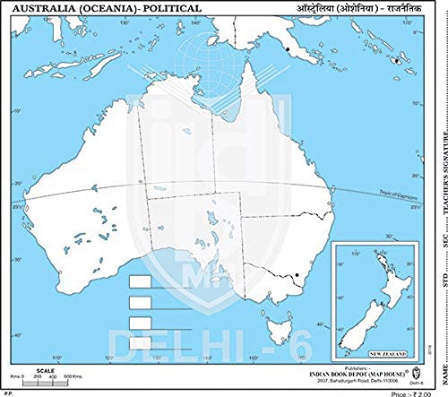 Small Size Outline Practice Map Of Australia Political (100 Maps) Indian Book Depot