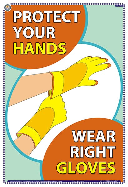 Sgs03E | Teachingnest | Wear The Right Gloves | English | 33X48 Cm | General Safety Poster | Industrial Safety Posters | Wall St