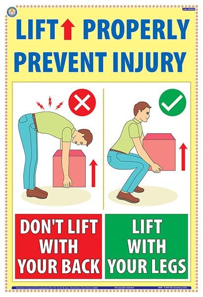 Smh01E | Teachingnest | Lift Properly | English | 33X48 Cm | Material Handling Safety Poster | Industrial Safety Posters | Wall 