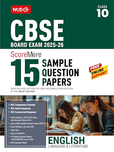 MTG CBSE Class 10 ScoreMore 15 Sample Papers English Language & Literature Book For 20252026 Board Exam | Chapterwise Competen