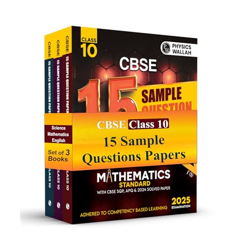 PW CBSE | Class 10 | 15 Sample Question Papers Science, Maths (Standard) and English Combo Set of 3 Books For 2025 Exam [Paperba