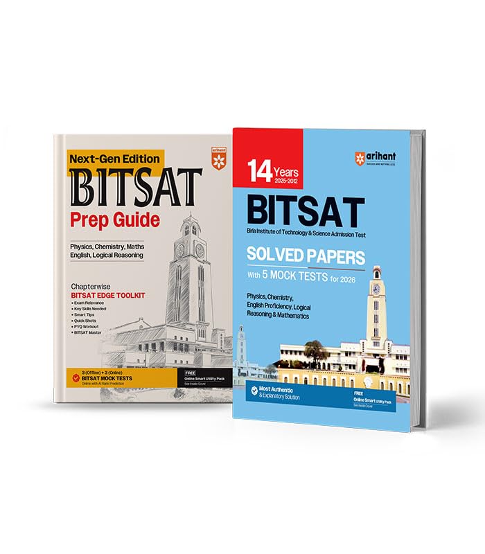 Arihant BITSAT Prep Guide and Solved Papers 2026 (Set of 2) | Physics, Chemistry, Maths, English & Logical Reasoning | Chapterwi