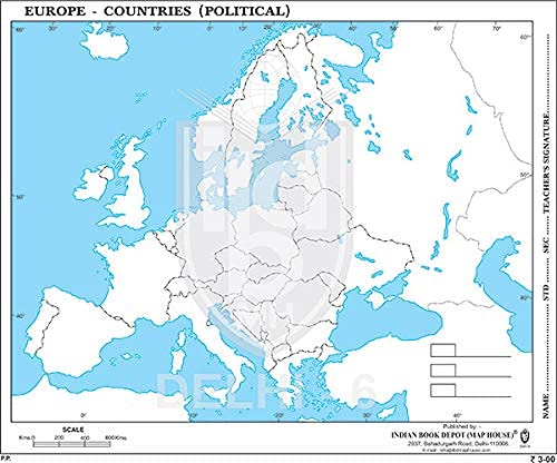 Big Outline Practice Map Of Europe Political (100 Maps) Indian Book Depot