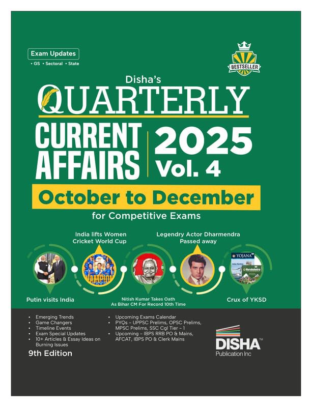 Disha Quarterly Current Affairs 2025 Vol. 4  October To December For Competitive Exams 9Th Edition | Civil Services, Upsc, Stat