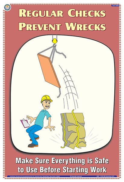 Sis06E | Teachingnest | Regular Checks Prevent Wrecks | Hindi | 33X48 Cm | Industrial Safety Posters | Wall Sticking [Poster]