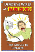 Ses01E | Teachingnest | Defective Wires Are Dangerous | English | 33X48 Cm | Electrical Safety Poster | Industrial Safety Poster