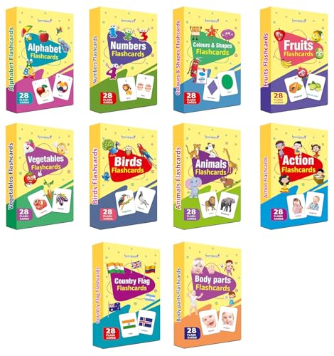 Gurukanth Premium 8in1 Brain Boosting NonTearable Flash Cards for Kids | 224 Laminated Cards | 1+ Years | Early Learning Mont