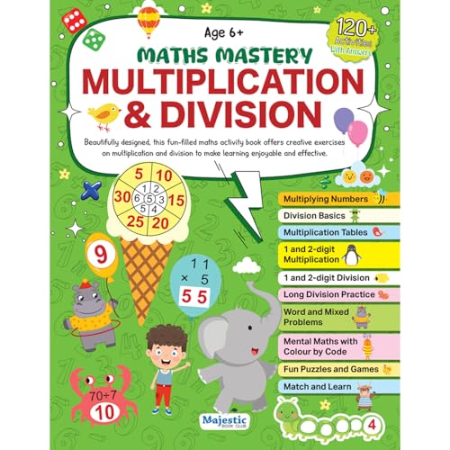 Multiplication & Division Maths Activity Book for Kids | 120+ Engaging Activities | Fun Characters & Colourful Images | Skill Bo