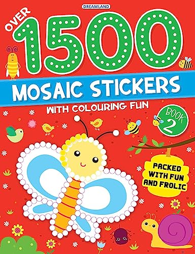 1500 Mosaic Stickers Book 2 with Colouring Fun | Creative Sticker Activity Book for Kids Age 48 Years with 16 Mosaic Patterns, 4