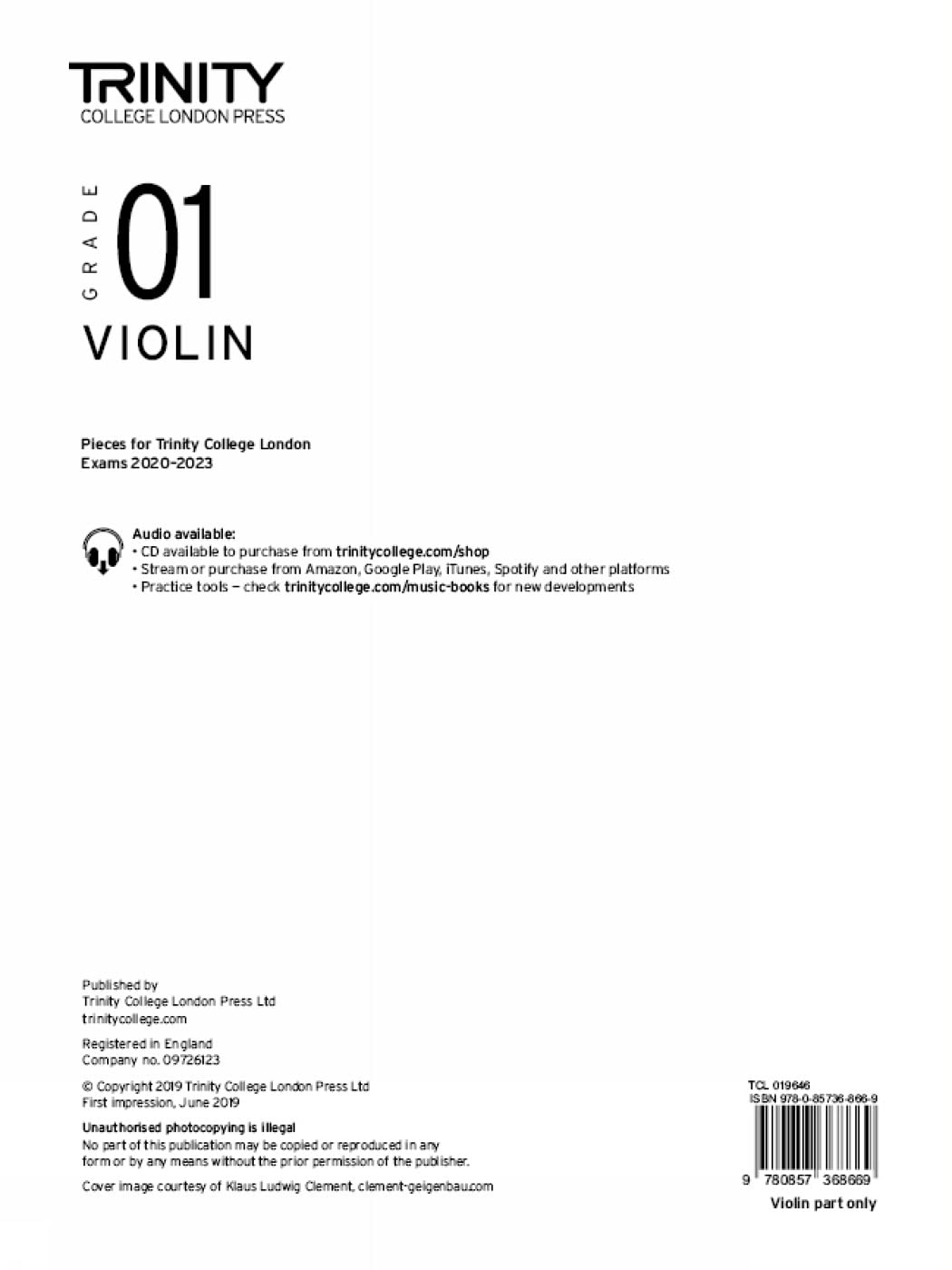 Trinity College London Violin Exam Pieces From 2020: Grade 1 (part only): The Bible for a change