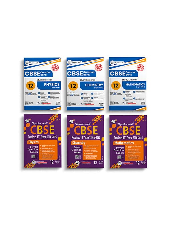 Together with CBSE Question Banks and Previous 10 Years Question Papers (20142025) for Physics, Chemistry & Mathematics Class 1