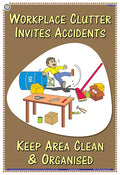 Sas09E | Teachingnest | Workplace Clutter Invites Accidents | English | 33X48 Cm | Accidental Safety Poster | Industrial Safety 