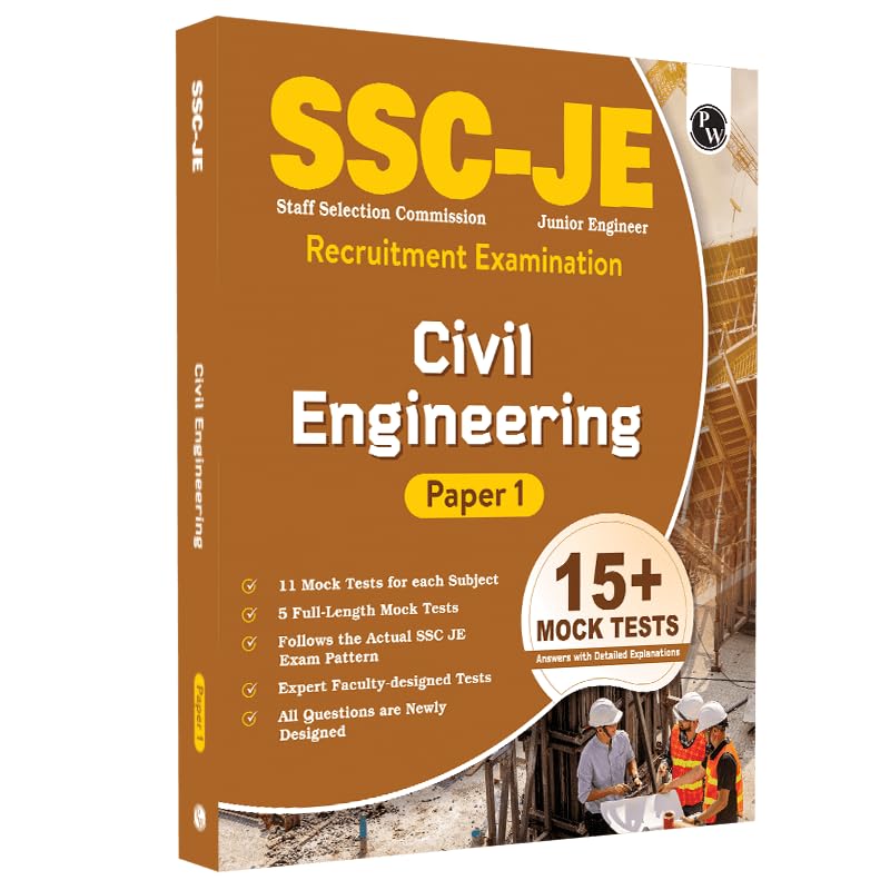 SSC JE Civil Engineering Mock Tests Paper I, 11 Subject wise Mock tests and 5 Full length Tests, Fresh 1200+ Questions based on