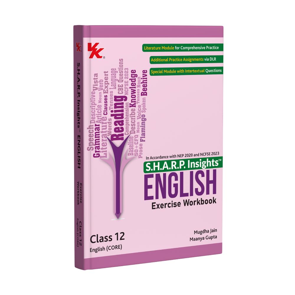 S.H.A.R.P. Insights for English (CORE) Exercise Workbook for Class 12 CBSE 202526 by Mugdha Jain ( Bits Pilani, IIMA) & Maanya