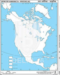 Small Size Outline Practice Map Of North America Physical (100 Maps) Indian Book Depot