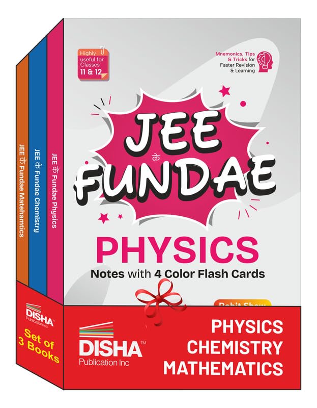 Disha Combo (3 Books) JEE ke Fundae Physics, Chemistry & Mathematics with 4 color Flash Cards | Complete NCERT in One Liner Form