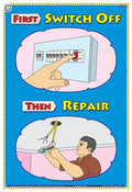 Ses05E | Teachingnest | Switch Off Before You Correct | English | 33X48 Cm | Electrical Safety Poster | Industrial Safety Poster