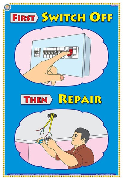 Ses05E | Teachingnest | Switch Off Before You Correct | English | 33X48 Cm | Electrical Safety Poster | Industrial Safety Poster