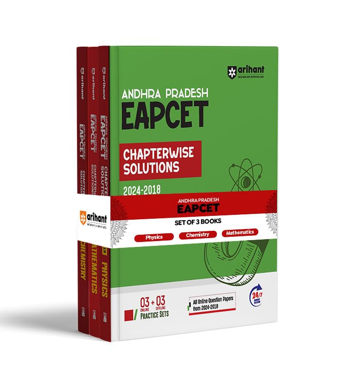 Arihant Andhra Pradesh EAPCET Chapterwise Solutions | Set of 3 Books (Physics, Chemistry & Mathematics) | 6 Practice Sets 3 Onli