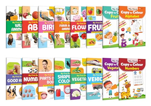 Early learning book for toddlers : My First Book of ABC, Numbers, Fruits and more, My First Copy to Colour  Alphabet, Fruits an